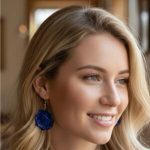 Unique Handmade Polymer Clay Flower Earrings, Polymer Clay Rose Earrings